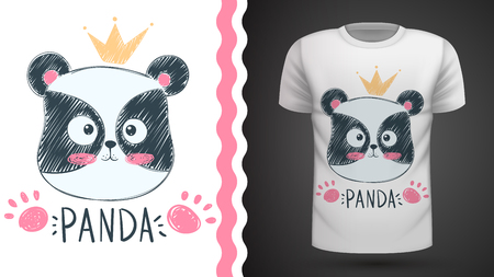 Cute panda - idea for print t-shirt. Hand drawのイラスト素材