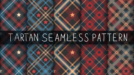 Set star tartan seamless pattern.のイラスト素材