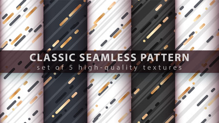 Memphis seamless pattern - set five items.のイラスト素材