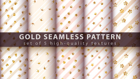 Gold princess glitter seamless pattern.