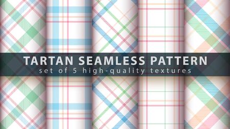 Set classic tartan seamless pattern.のイラスト素材
