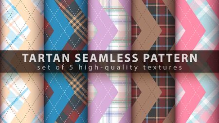 Set classic tartan seamless pattern.のイラスト素材