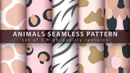 Animals seamless pattern set five itemsのイラスト素材