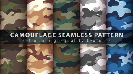 Set camouflage military seamless patternのイラスト素材