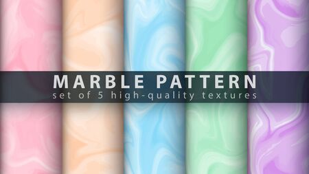 Marble texture pattern - set five items. Hand drawのイラスト素材