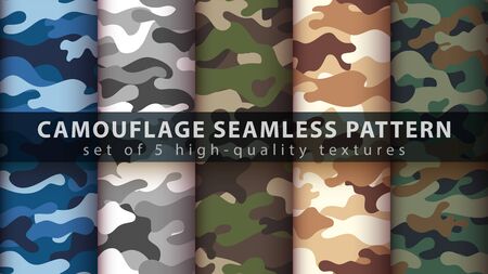 Set camouflage military seamless patternのイラスト素材