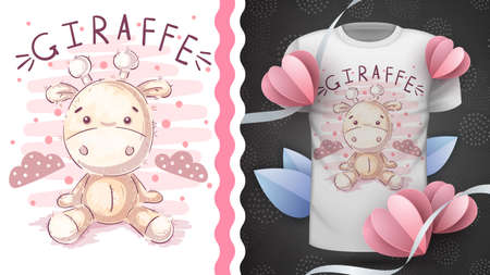Cute teddy giraffe - idea for print t-shirtのイラスト素材