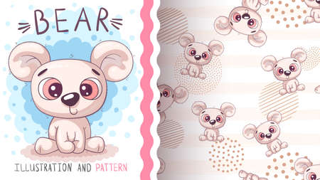 Cute polar bear - seamless patternのイラスト素材