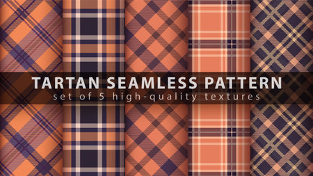 Set classic tartan seamless pattern.のイラスト素材