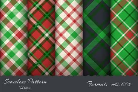 Set retro tartan seamless patternのイラスト素材