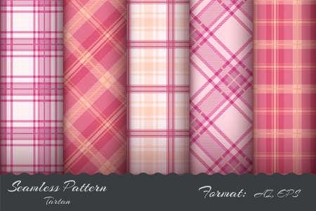 Set retro tartan seamless patternのイラスト素材