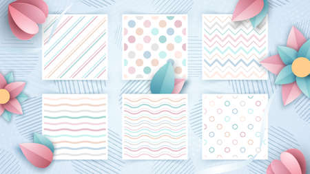 Set retro style pattern textileのイラスト素材