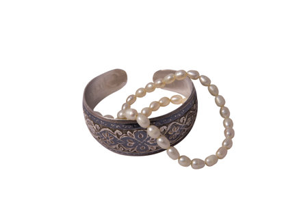 silver and pearl braceletsの写真素材