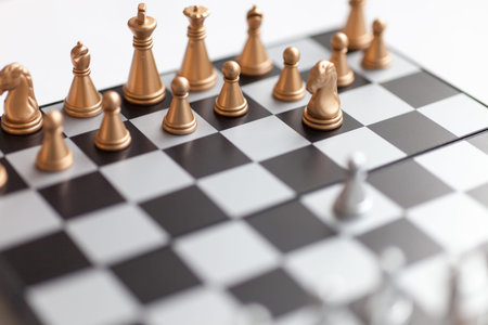 chess board with black and white figures