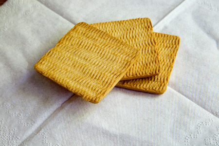 biscuit on a napkinの写真素材