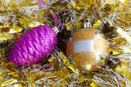 Christmas decorations on the tinselの写真素材