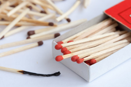 Wooden match in the box