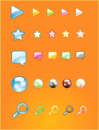 A set of colored buttons  on orange background.のイラスト素材