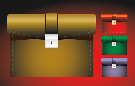 Red,brown ,green,blue briefcase - front view のイラスト素材