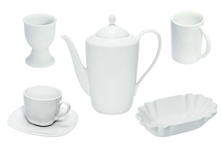 Ware set from five subjects isolated on a white backgroundの写真素材
