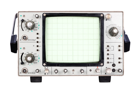 two-channel high-frequency oscilloscope Isolated on white backgroundの写真素材