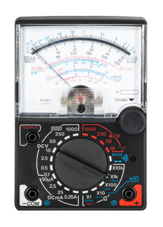 multi-function analog meter isolated on white background