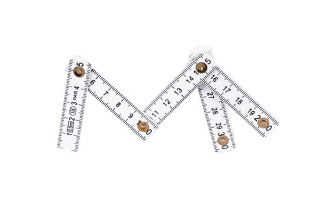 folding wooden meter isolated on white background