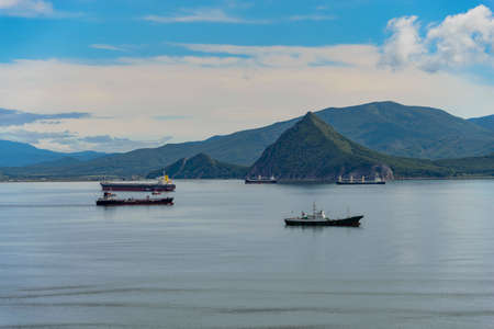 Vessels at anchor.の写真素材