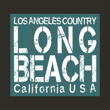 Long Beach, California, Fashion Typography sport emblem design, number of floral ornament, graphic print imageのイラスト素材