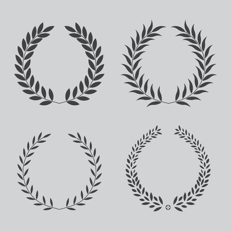 set icon laurel wreath - illustration Blackのイラスト素材