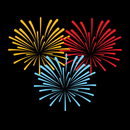 icon three feyerveka on a black background, new year, Independence Dayのイラスト素材