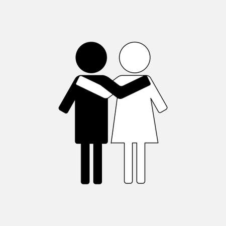 image man and woman, relationship, friendship, mutual support, fully editable vector imageのイラスト素材