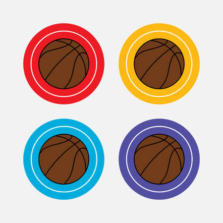 Set basketballs balls, raznotsyetnye backgrounds, labels, stickers, fully editable vector imageのイラスト素材