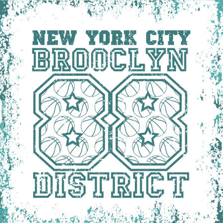 T-shirt New york, Brooklyn sports, athletics Typographyのイラスト素材
