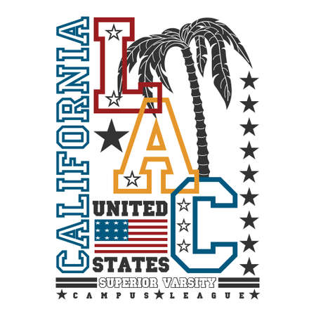Los Angeles t-shirt, California graphic, sportのイラスト素材