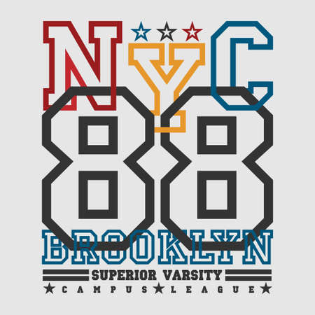T-shirt New york, Brooklyn sports, athletics Typography, Fashionのイラスト素材