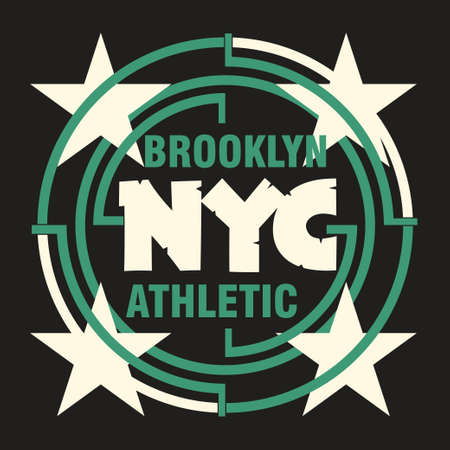 t-shirt New York Brooklyn, Sport wear, sport typography emblem, t-shirt stamp graphics, vintage tee print, athletic apparel designのイラスト素材