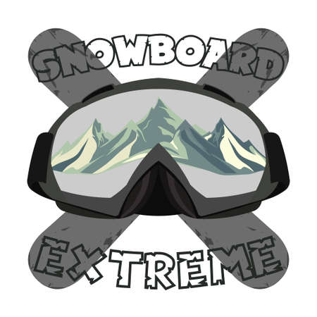 Snowboarding goggles, extreme  and template. Winter sports snowboard shop icon. Mountain Adventure signs, vector designのイラスト素材