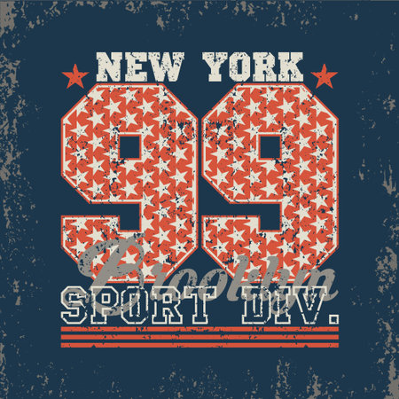 New York typography, t-shirt Brooklyn, design graphic, printing man NYC, original design clothing, clothing graphic designのイラスト素材