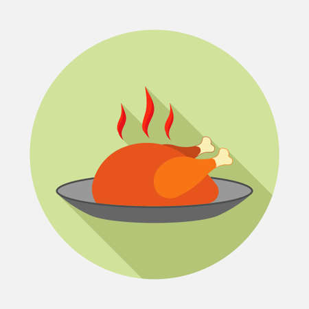 icon chicken plate, flet design, cooked poultry, fully editable imageの写真素材