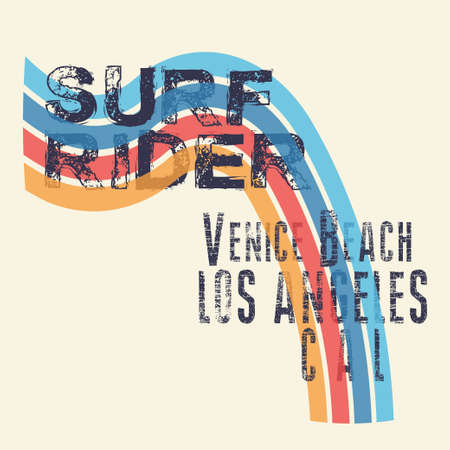 t-shirts surf rider, LA Beach, california surfingのイラスト素材