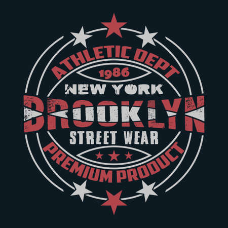 New York typography, t-shirt Brooklyn, design graphic, printing man NYC, original design clothingの写真素材