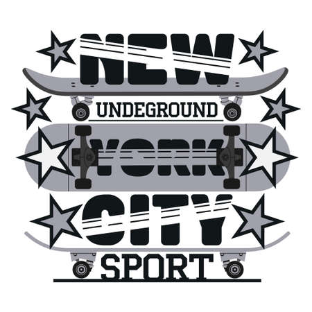 vector illustration, t-shirt skateboard, graphic print design, skateboard print stamp, sport apparelのイラスト素材