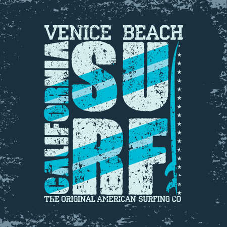 vector illustration, t-shirt surfing california, graphic print design, surfers print stamp, surf apparelのイラスト素材