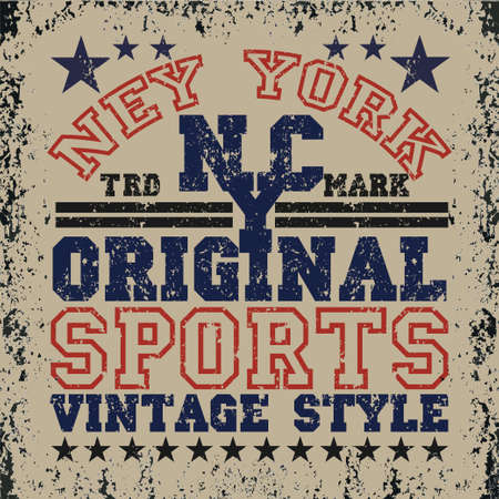 New York typography, t-shirt brooklyn, vintage graphic, printing man NYC, original design clothing, clothing, graphic design, emblemのイラスト素材