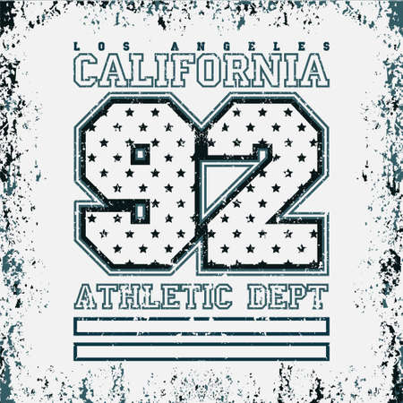 T-shirt LA, sport college, Los Angeles CA, sport design, LA fashion typography, graphics sport, stylish printing design for sportswear apparel. original wear. Concept in modern style for print productionのイラスト素材