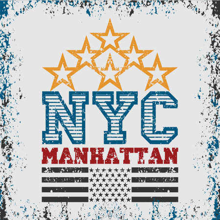 New York typography, t-shirt manhattan, design graphic, printing man NYC, original design clothing, clothing, graphic design, emblemの写真素材