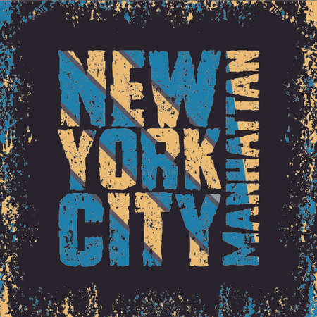 New York typography, t-shirt manhattan, design graphic, printing man NYC, original design clothing, clothing, graphic design, emblemのイラスト素材