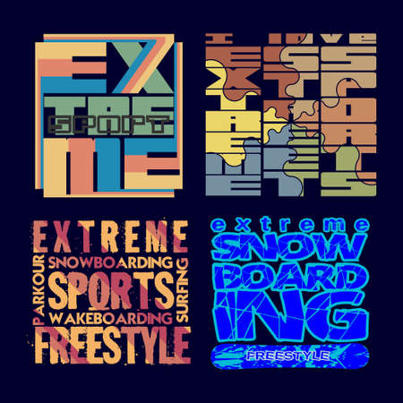 set T-shirt extreme sports, design, fashion, typography, stylish printing design for sports wear apparel. original,の写真素材