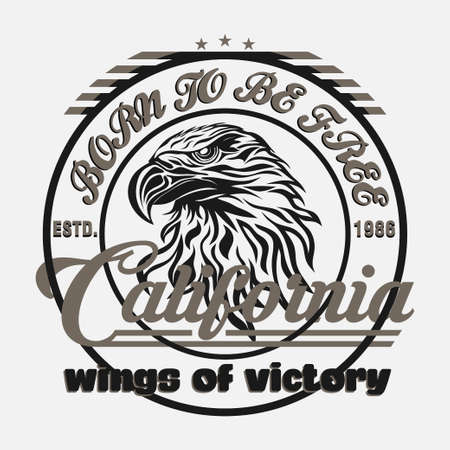 eagle head logo for t-shirt, sport wear typography, fashion typography, sporty design the logo, graphic print imageのイラスト素材